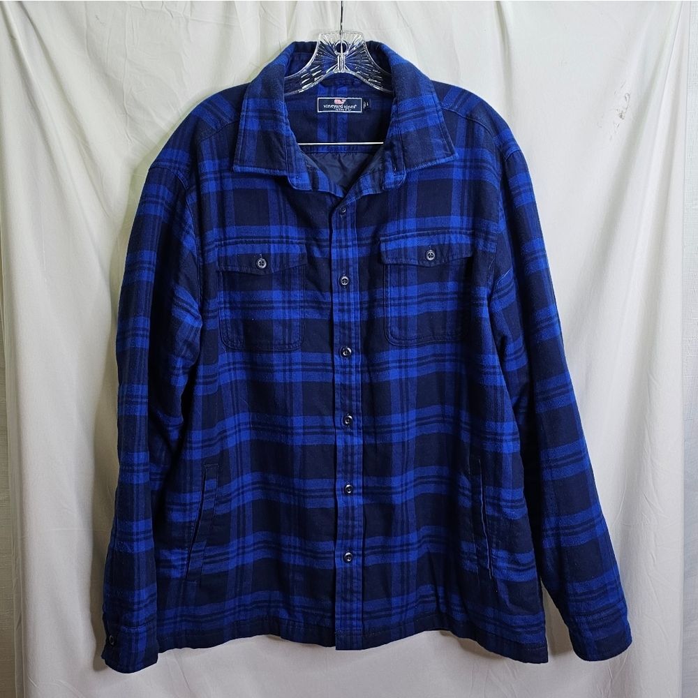 Vineyard Vines Blue Plaid Lined Flannel Jacket Size Large
